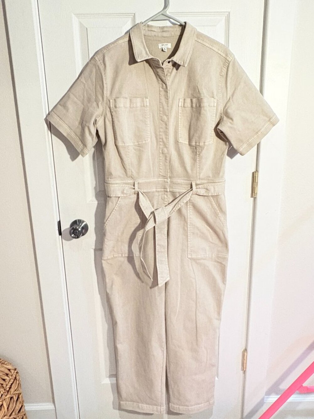 Splendid x Cella Jane Utility Jumpsuit Beige Tan Belted Size M